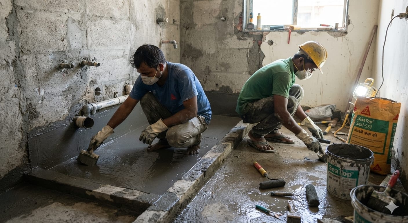 Bathroom waterproofing work